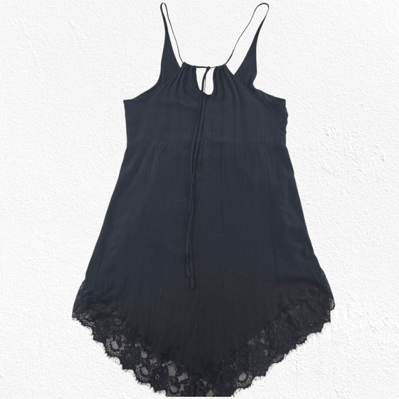 Free People Intimately Black Lace Slip Nightgown V-Neck Chemise Size Medium - Picture 11 of 11